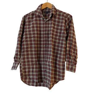 Gap Kids Size XXL Boys Flannel Button Up Shirt Red Gray Plaid Long Sleeve